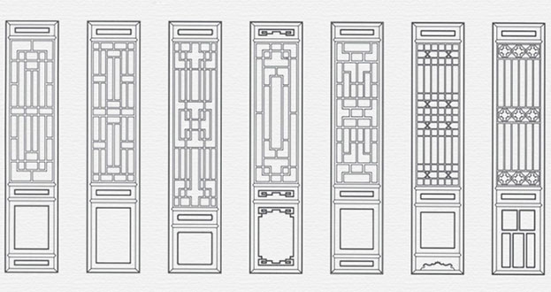 政和常用中式仿古花窗图案隔断设计图